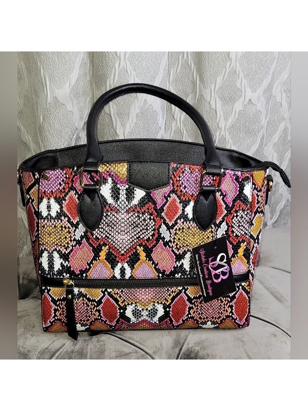 Faux Leather Snakeskin Pattern Handbag